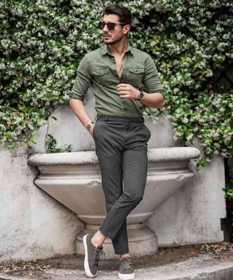 charcoal grey shirt paired with charcoal pants 1691756574