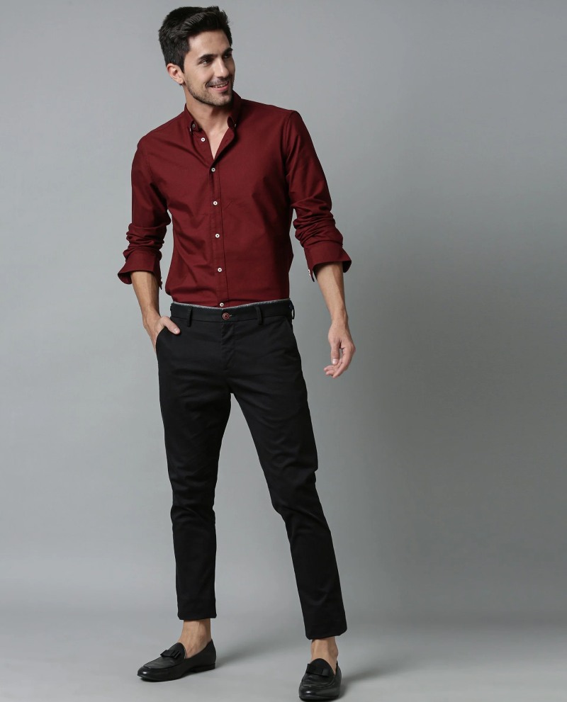 classic black pant with maroon shirt 1695822003