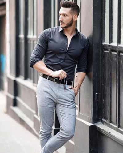 Stylish White Shirt Grey Trouser Combo For Men - Evilato
