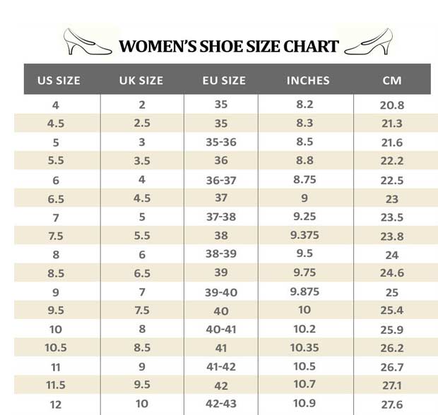 Shoe Size Chart For Women 1649092887 